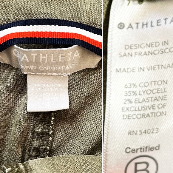 BOGO! Athleta Summit Utility Cargo Pants Olive Green High Rise Striped 4 - Picture 10 of 11